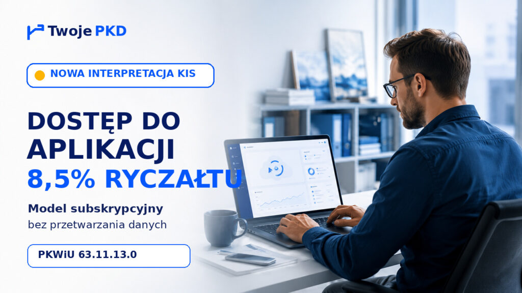 Przedsiębiorca korzystający z aplikacji subskrypcyjnej i informacja o stawce 8,5% ryczałtu dla PKWiU 63.11.13.0