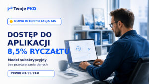 Przedsiębiorca korzystający z aplikacji subskrypcyjnej i informacja o stawce 8,5% ryczałtu dla PKWiU 63.11.13.0