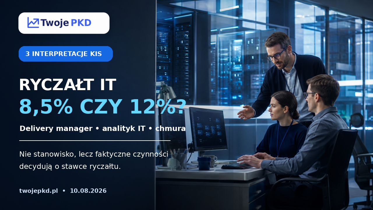 Ryczałt IT 8,5% czy 12% – delivery manager, analityk IT i usługi chmurowe